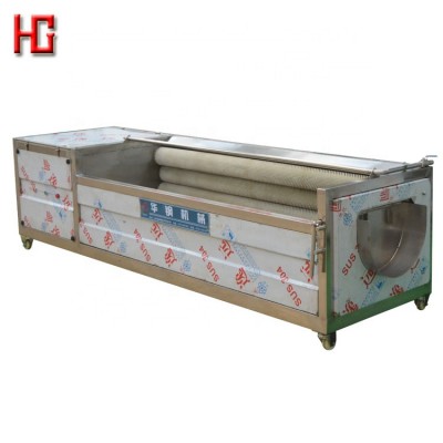 Brush Roll Potato Cassava Cleaning Peeling Machine / Sweet Potato Washing And Peeler For Sale